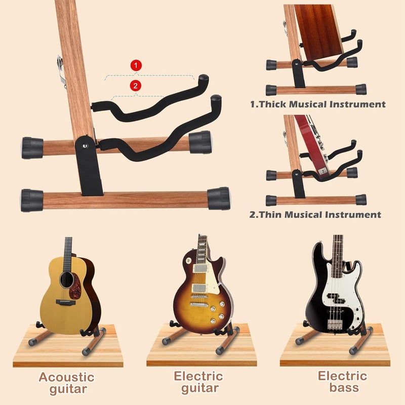 DOMMI Folding Acoustic Guitar Stand with Soft Foam Arms, Electric Guitar Stand with Non-Slip Rubber and Soft Foam Arms, Portable Folding A-Frame Acoustic Guitar Stand for Travel, No Need Assemble - Image 4